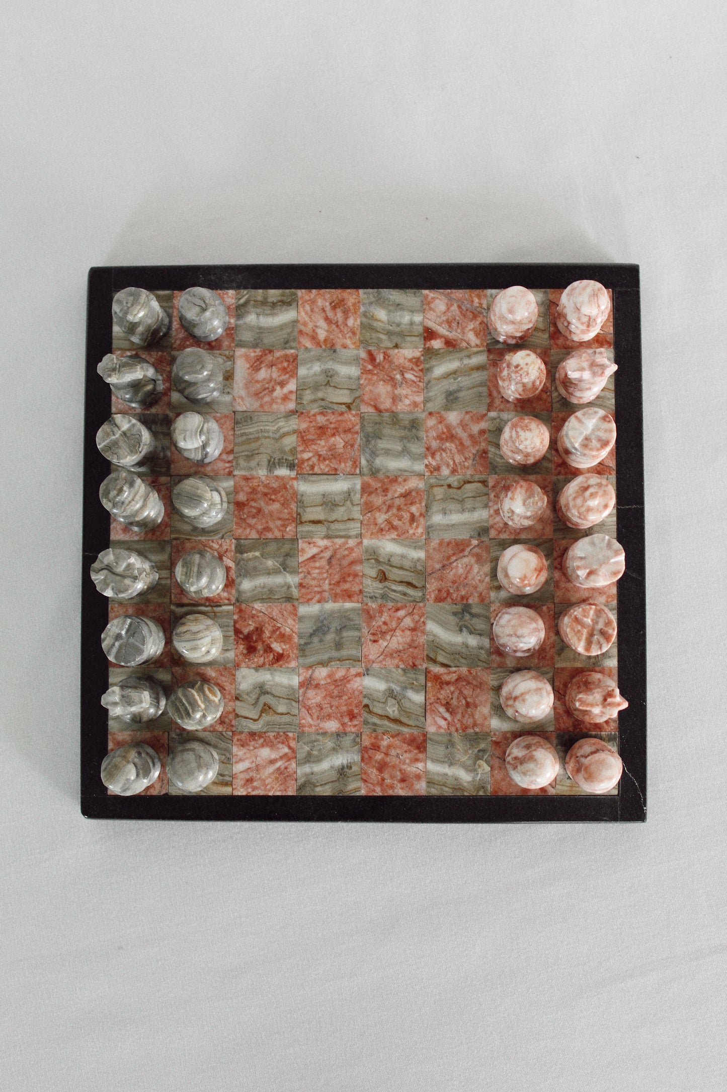 Petite Onyx and Marble Chess Set