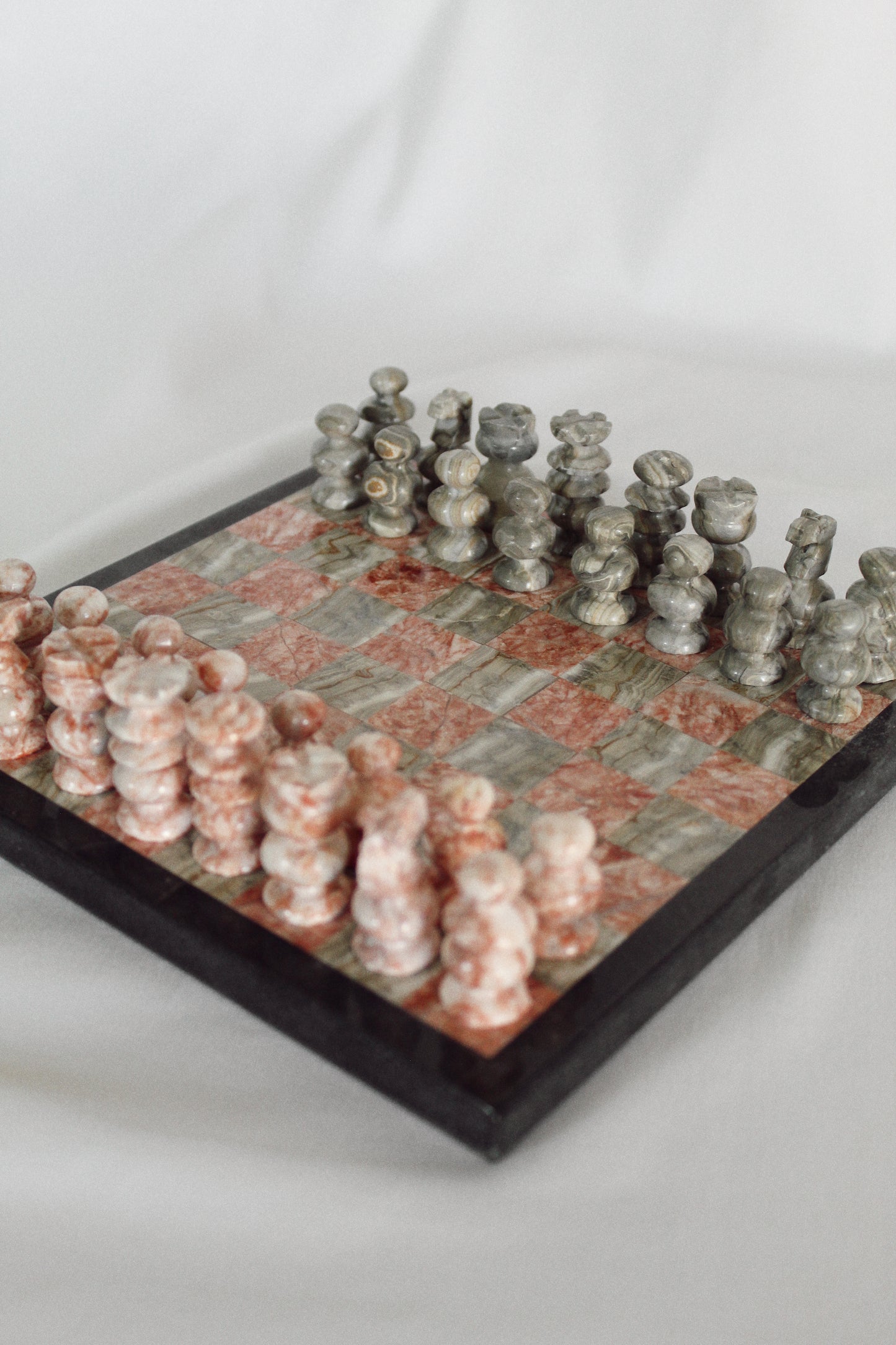 Petite Onyx and Marble Chess Set